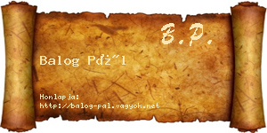 Balog Pál névjegykártya